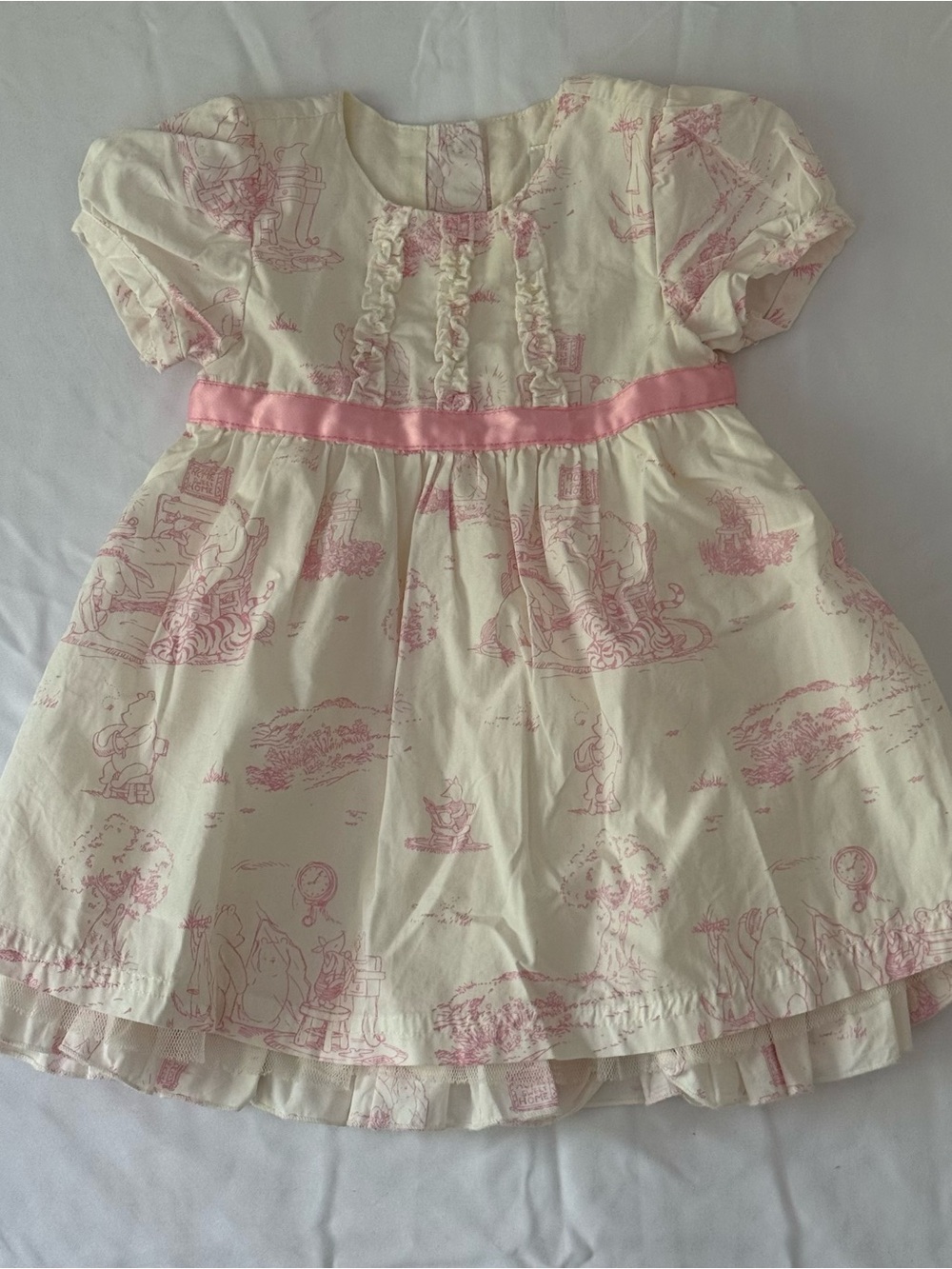 Disney Store Winnie the Pooh Baby Dress Set 12M Cream Pink Dress + Bloomers